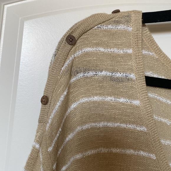 J.Jill Linen Blend Sweater Womens L Lightweight Oversized Boxy Striped Coastal - Picture 4 of 8